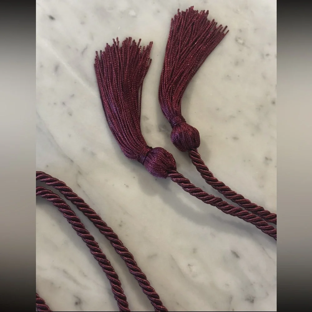Burgundy Tassel Rope Belt
